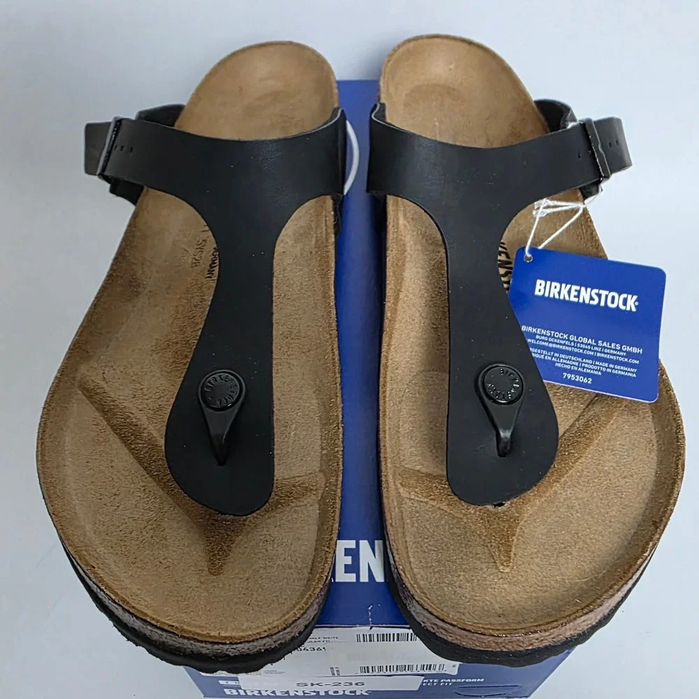 Birkenstock‎ Gizeh BS Black Birko-Flor Thong Sandals Mens 11 EU 44 New In Box